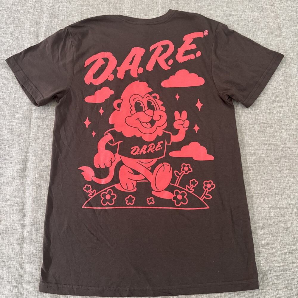 D.A.R.E. Men's Brown T-Shirt with Red Graphic